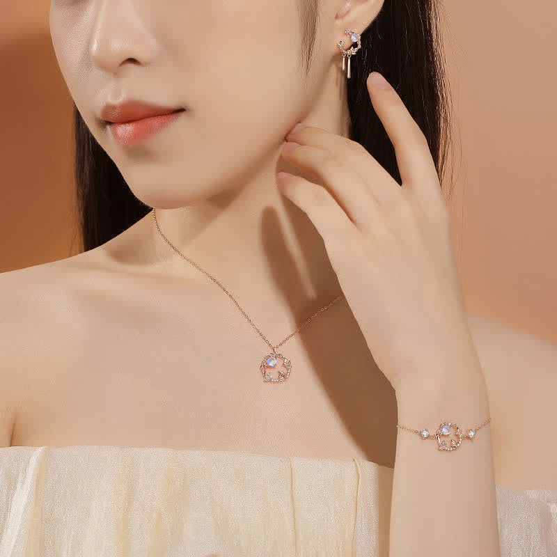 925 Sterling Silver Year of the Rabbit Moonstone Necklace