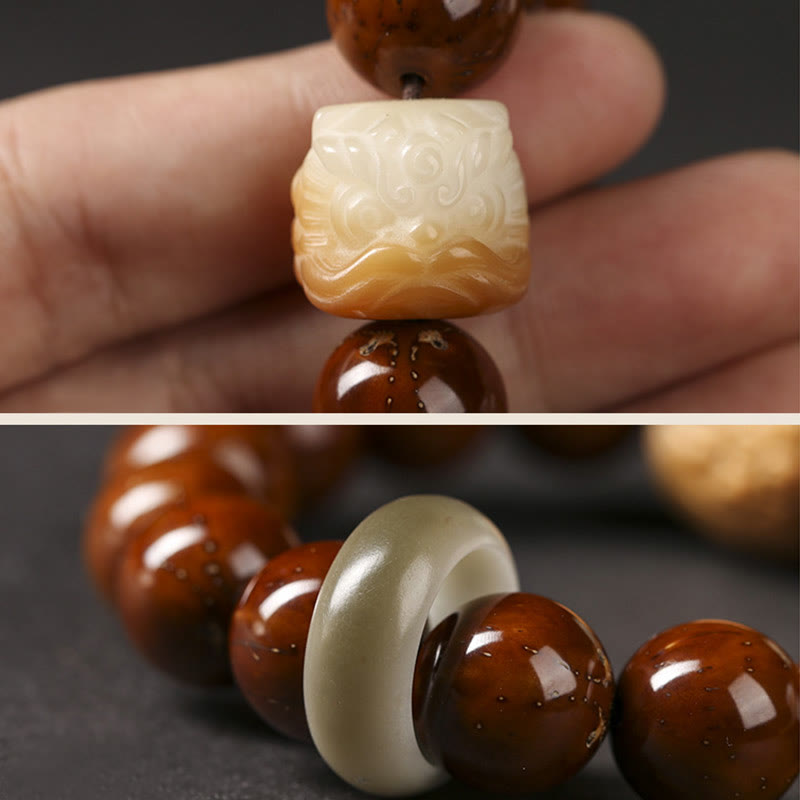 Lila Bodhi-Samen Tanzender Löwe Spirituelles Armband 15–17 cm