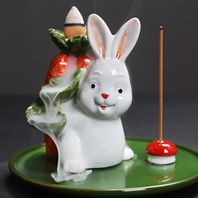 Year of the Rabbit Ceramic Incense Burner with Bunny Design