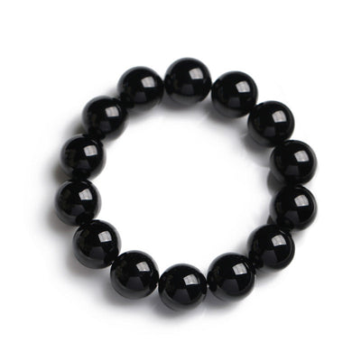 14 mm natürliches schwarzes Onyx-Glücksschutzarmband
