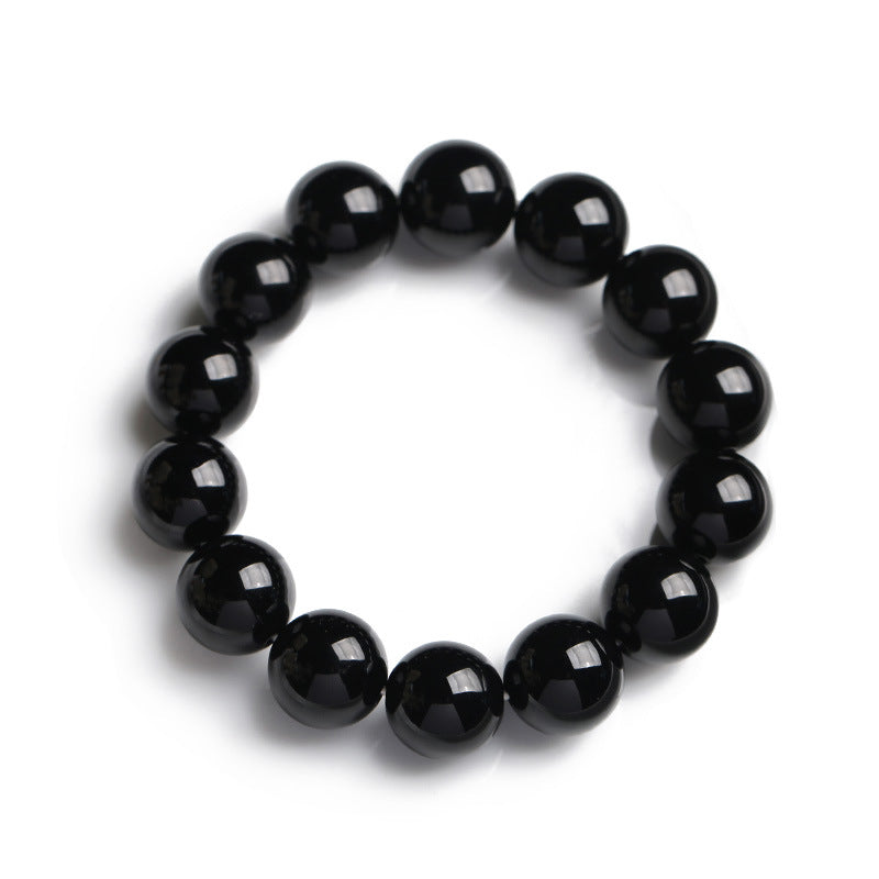 14 mm natürliches schwarzes Onyx-Glücksschutzarmband