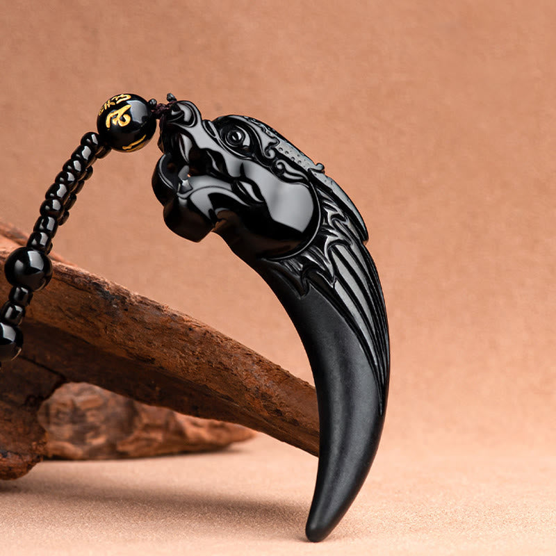 Schwarze Jade-Drachen-Halskette für Schutz und ruhige Energie