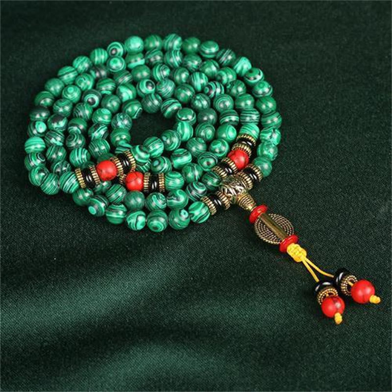 8mm Malachite 108 Bead Meditation Bracelet Necklace