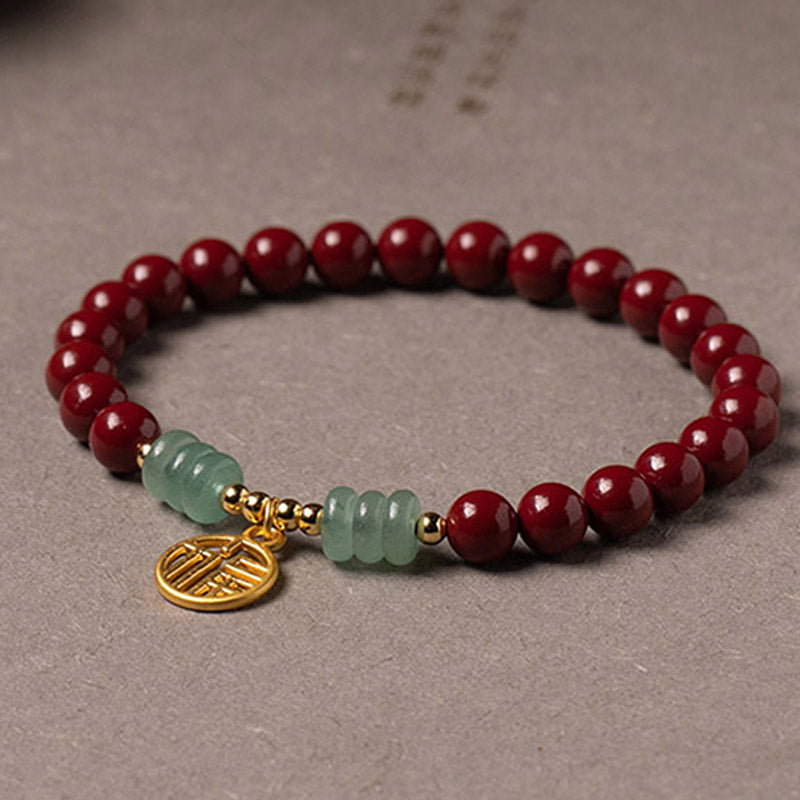 6 mm Glückssegenarmband aus Zinnobergrünem Aventurin