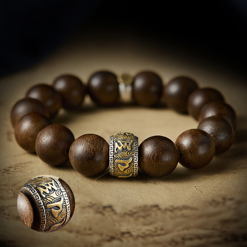 Chinesisches Sternzeichen-Adlerholz-Armband aus Sterlingsilber für spirituelles Gleichgewicht