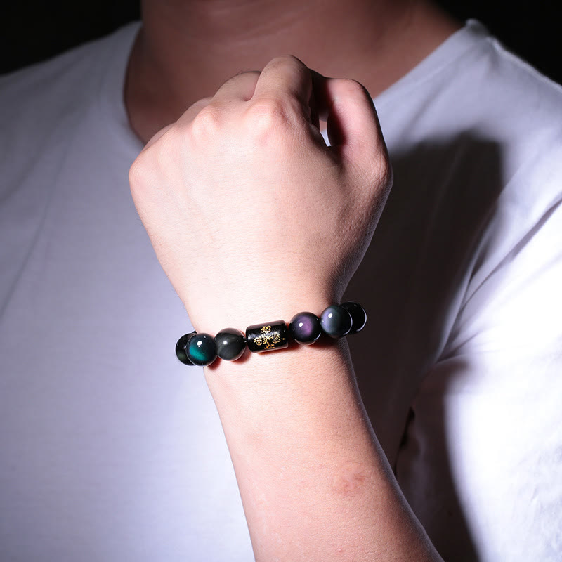 10 mm Regenbogen-Obsidian-Heilungs-Transformationsarmband