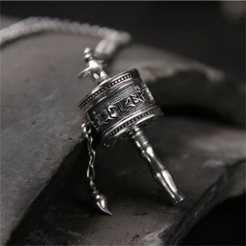Rotatable 925 Sterling Silver Om Mani Padme Hum Necklace