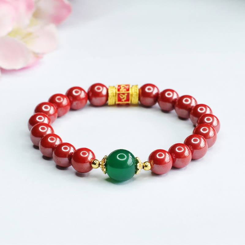 8 mm großes Om Mani Padme Hum Armband aus grünem Achat