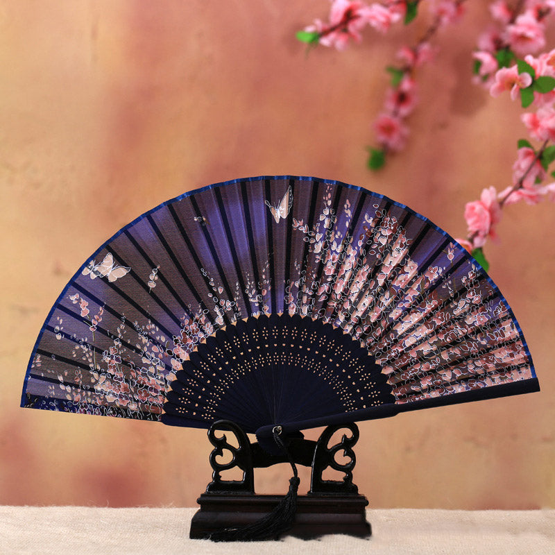 21cm Bamboo Hand Fan | Cherry Blossom Butterfly Design