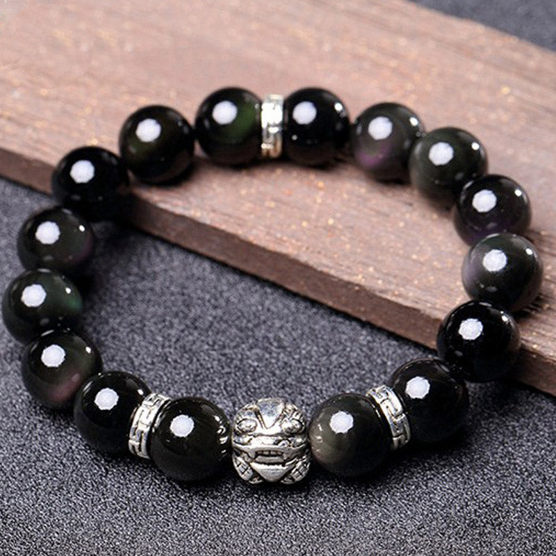 12 mm Regenbogen-Obsidian-PiXiu-Segen-FengShui-Armband
