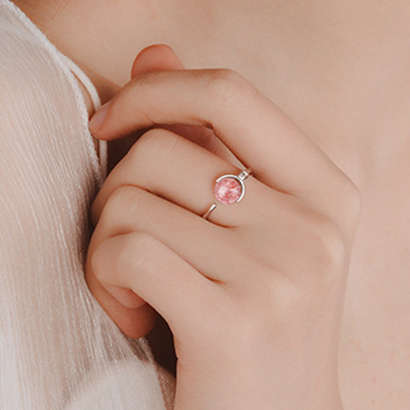 6 mm rosa Kristall-Beruhigungsring zur Förderung der Selbstliebe