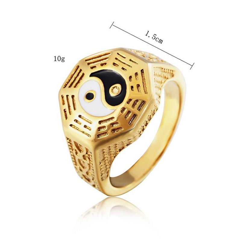 Unisex Kupfer Yin Yang Glücksring für Balance & Harmonie