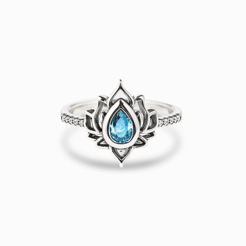 Sterling Silber Lotus Segensring zum Schutz