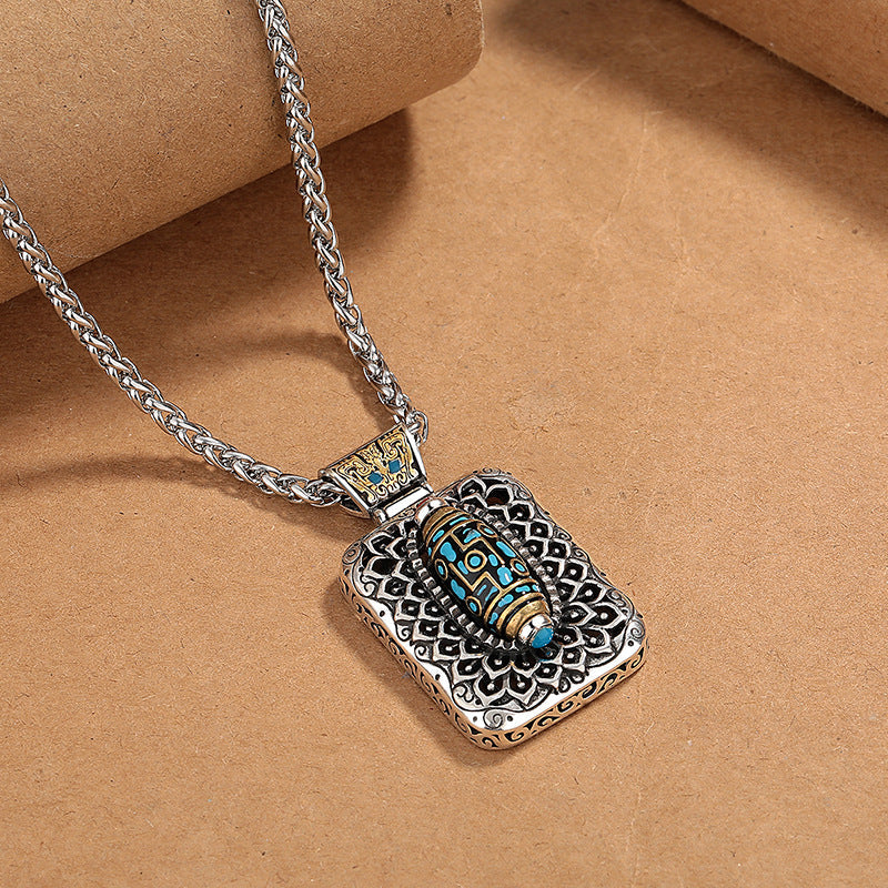 Copper Nine-Eye Dzi Bead Rotatable Protection Necklace