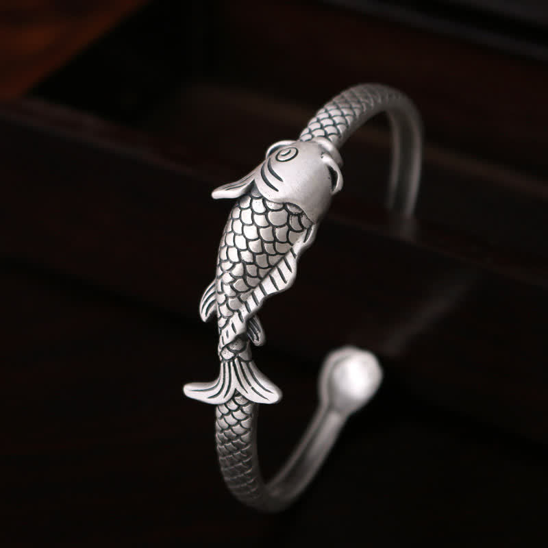 990 Sterling Silver Koi Fish Bracelet for Luck & Prosperity