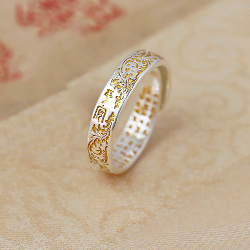 Adjustable Lotus Ring Copper Peace & Joy Tang Dynasty Design