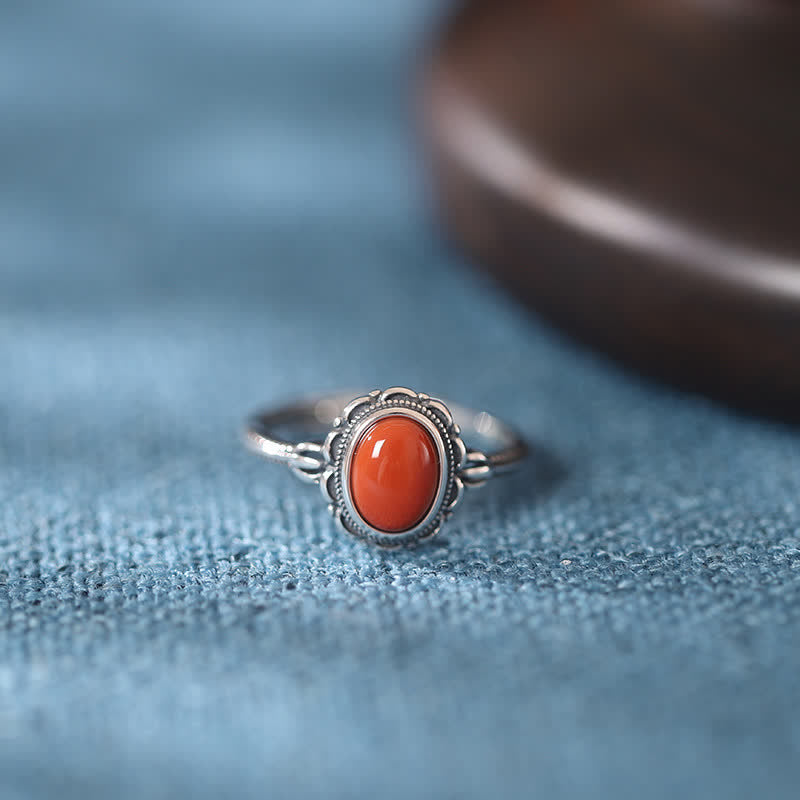 Türkis- und roter Achatring aus Sterlingsilber zum Schutz