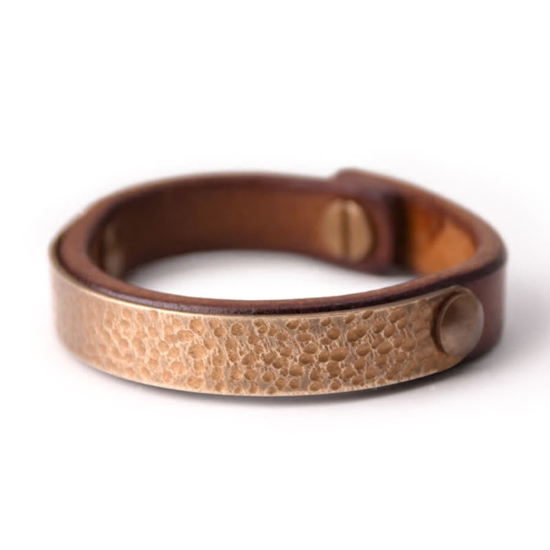 Vintage Copper Leather Wealth Bracelet for Spiritual Prosperity