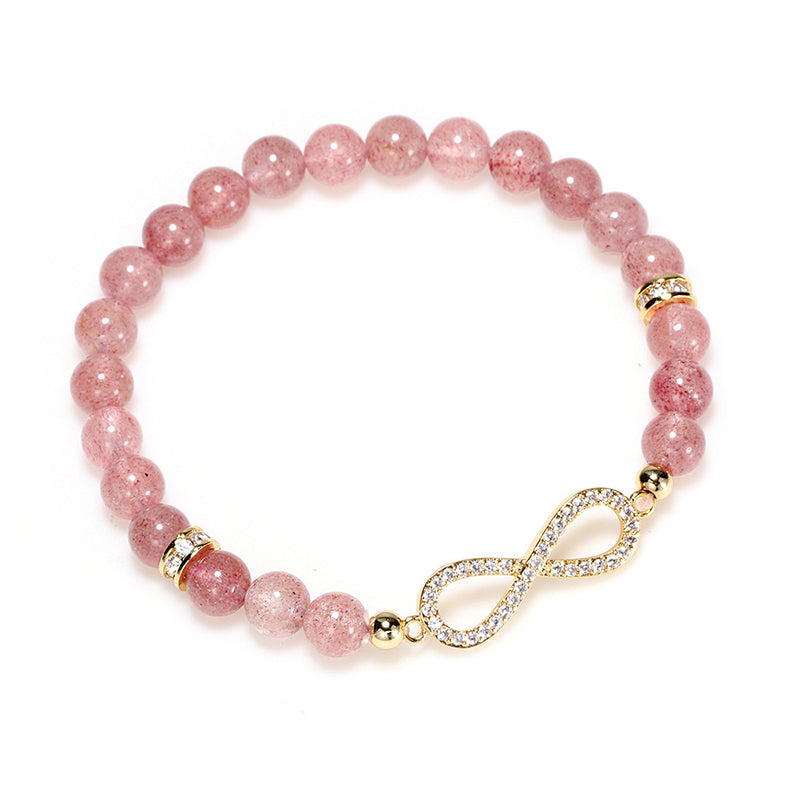 7 mm natürliches Erdbeerquarz-Positivitäts-Spirituelles Armband
