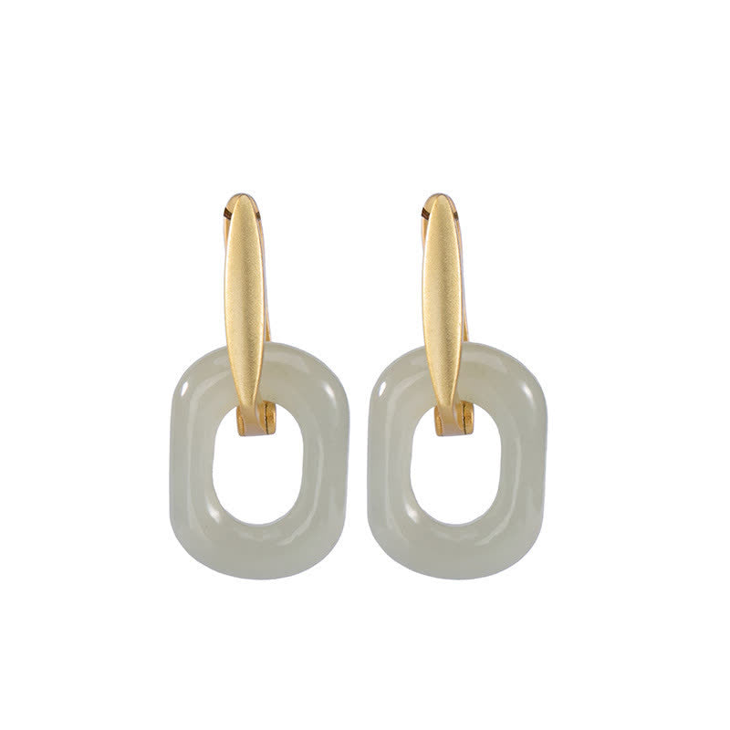 Weiße Jade-Ohrringe 925 Sterling Silber für Glück und Schutz