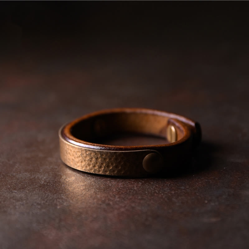 Vintage Copper Leather Wealth Bracelet for Spiritual Prosperity