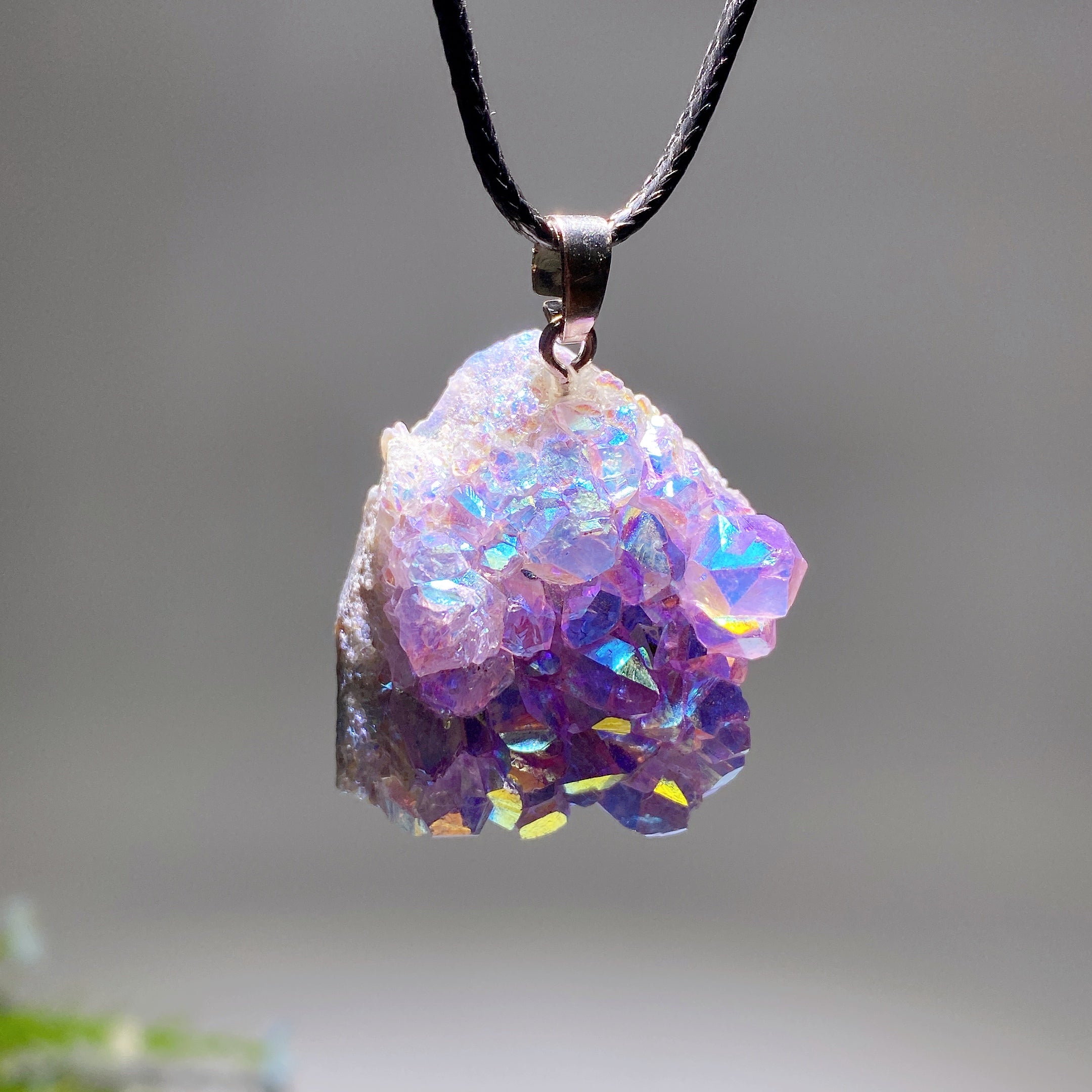 1.1-1.8 inch Raw Amethyst Cluster Pendant for Healing
