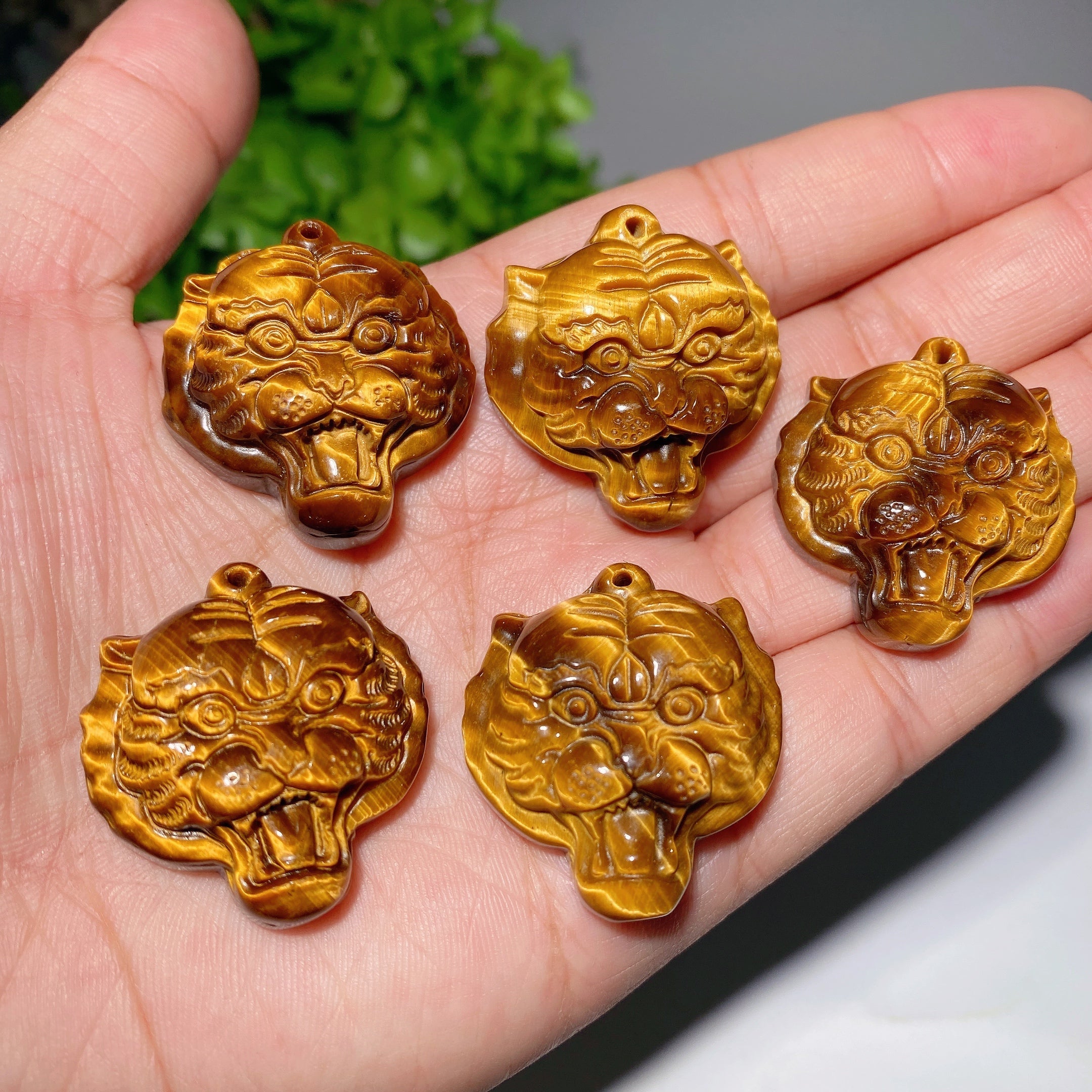 1,2 Zoll Tigerauge Tigerkopf Kristall Anhänger