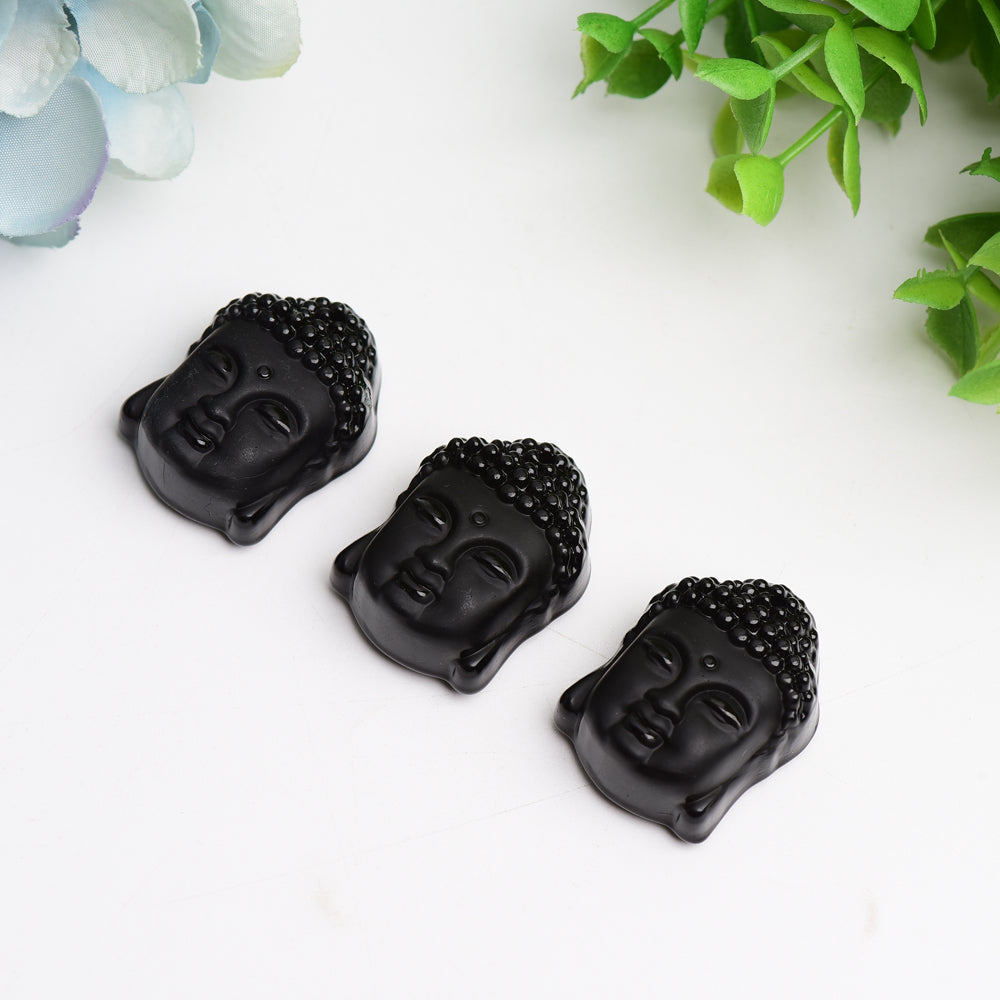 1.3 Inch Black Obsidian Buddha Head Crystal Sculpture