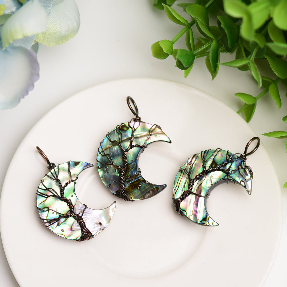 1.5 inch Aura Shell Tree of Life Pendant Healing Charm