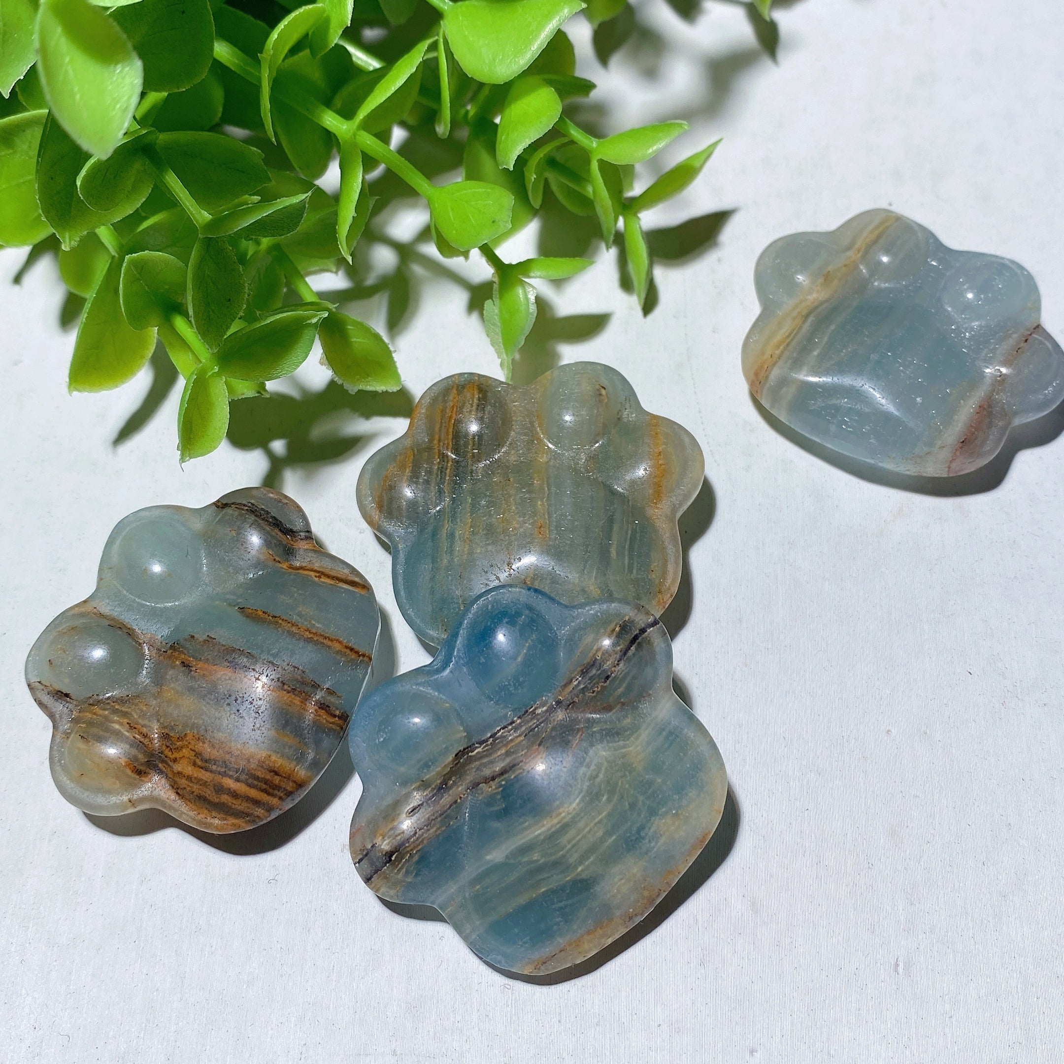 1,5 Zoll blaue Onyx Pfote Kristall Tierschnitzerei