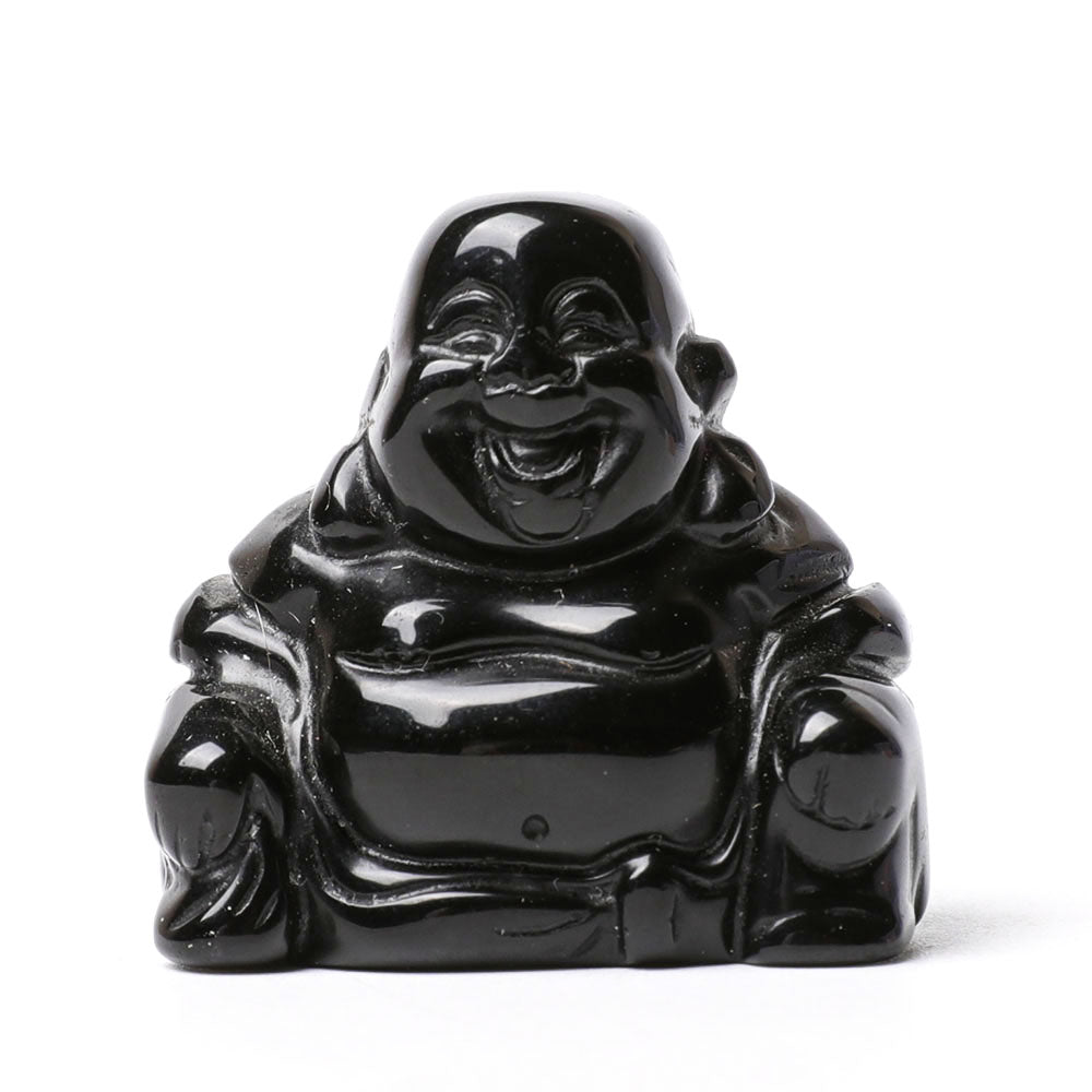 1.5 inch Handmade Black Obsidian Buddha Carving Statue