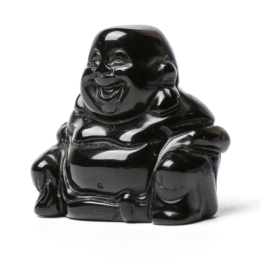 1.5 inch Handmade Black Obsidian Buddha Carving Statue