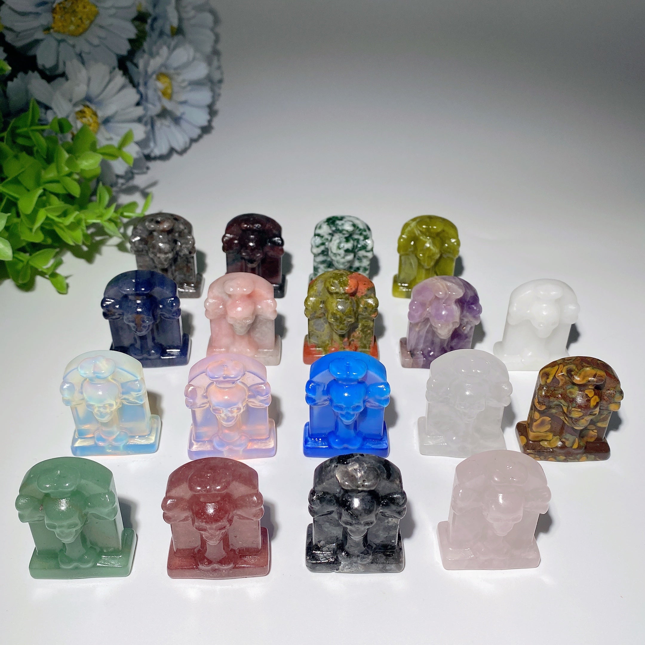 1,5 Zoll gemischte Kristall-Grabsteinfiguren zur Heilung