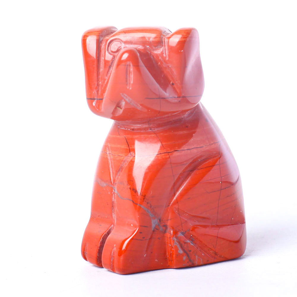 1,5 Zoll rote Jaspis-Kristall-Hundeheilungsfigur