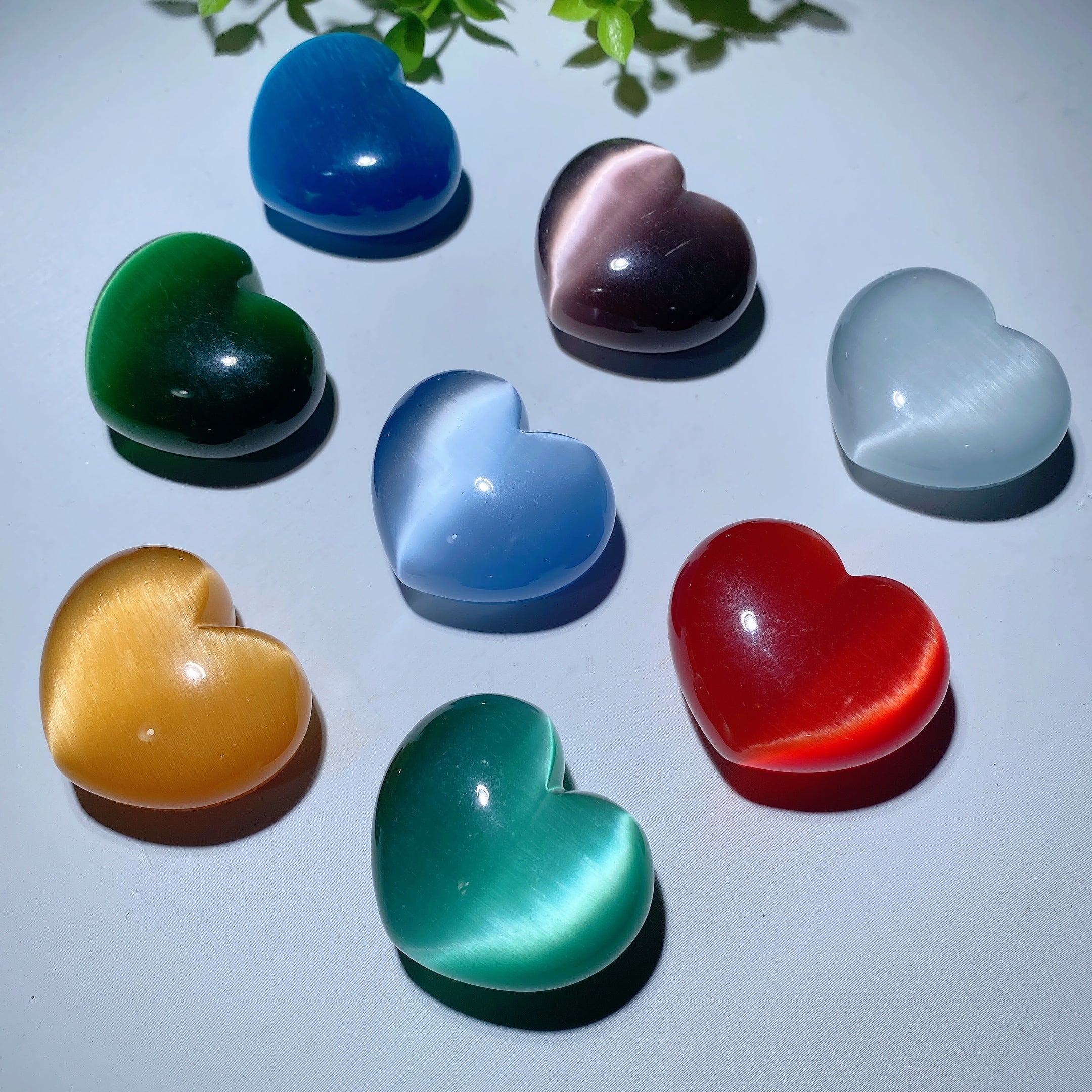 1,8 Zoll gemischter Katzenaugen-Herzkristall für emotionale Heilung