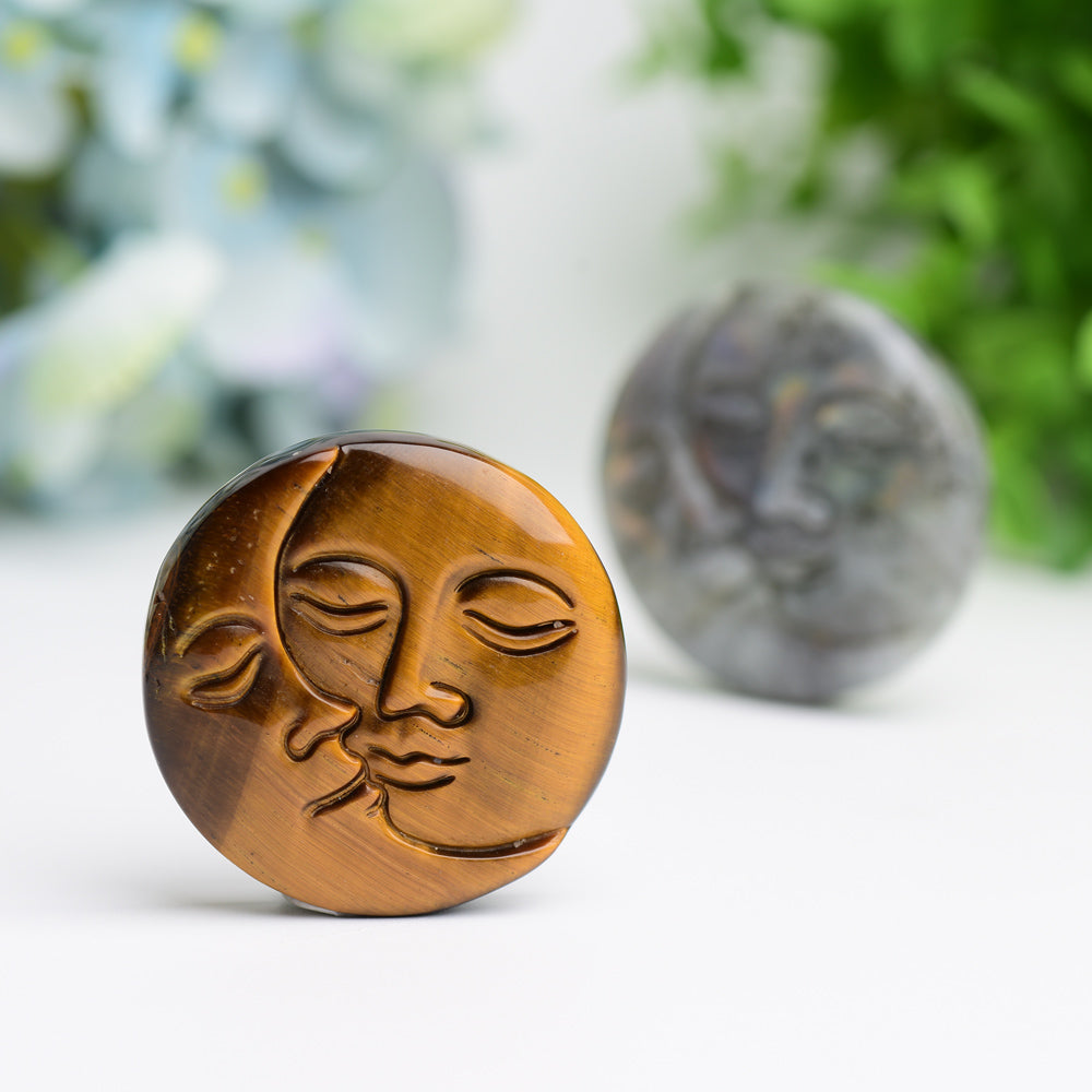 1,8 Zoll Mond- und Sonnengesicht-Kristallfigur