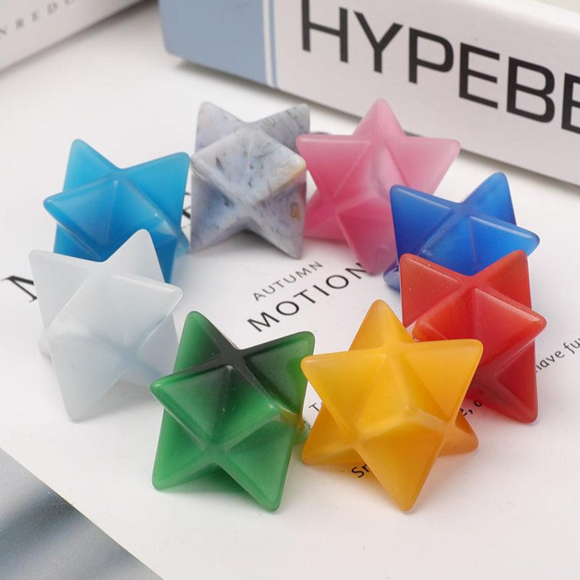 1 Zoll Katzenauge Merkaba Sternkristall für spirituelle Heilung