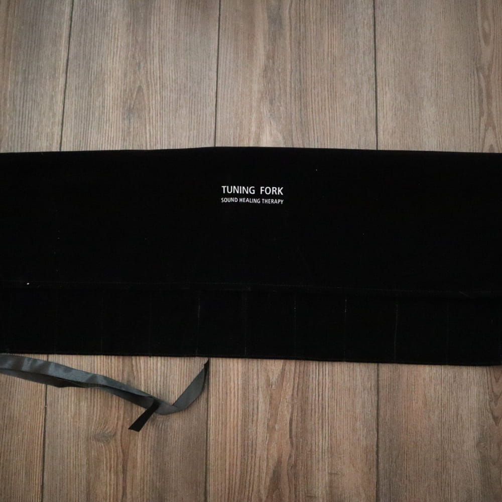 Black fabric knife roll with TUNING FORK text for 10/12 inch Tuning Fork carry bag