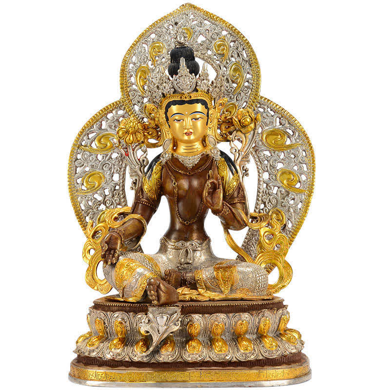 10 Zoll Grüne Tara Kupfer Buddha Statue für Hoffnung und Schutz