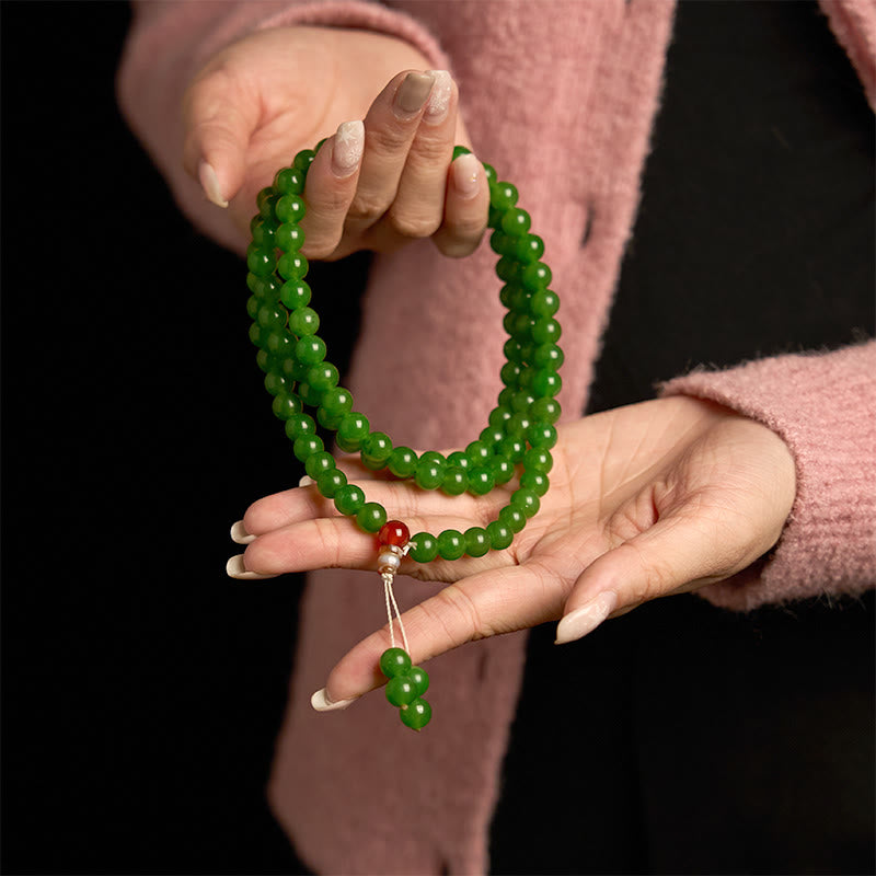 Cyan-Jade-Mala-Armband mit 108 Perlen für Glück und Heilung