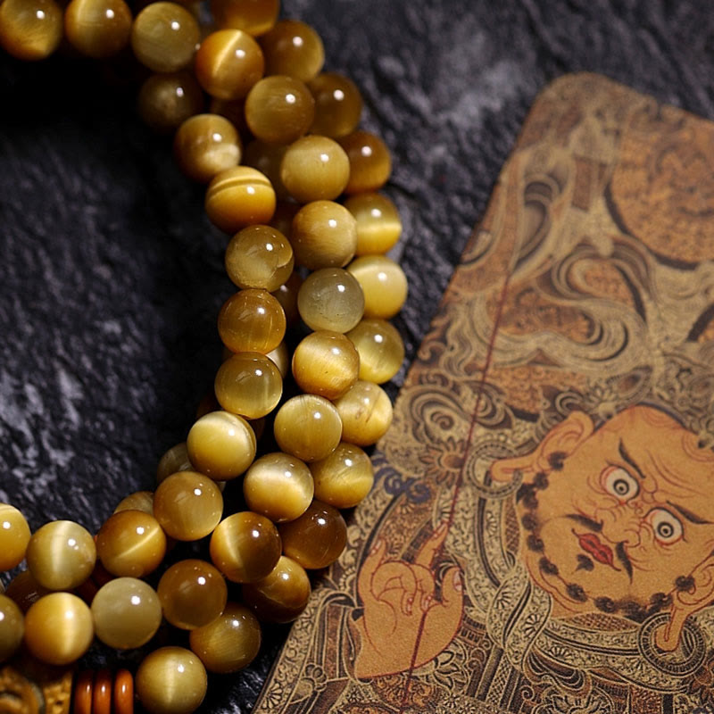 108 Perlen Tigerauge Schutz Mala Armband 6mm oder 8mm