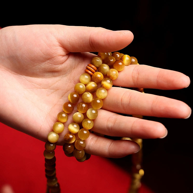 108 Perlen Tigerauge Schutz Mala Armband 6mm oder 8mm