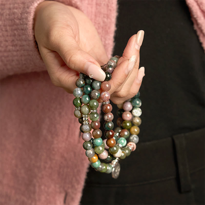 108 Perlen Indisches Achat-Lotus-Ruhearmband für Meditation