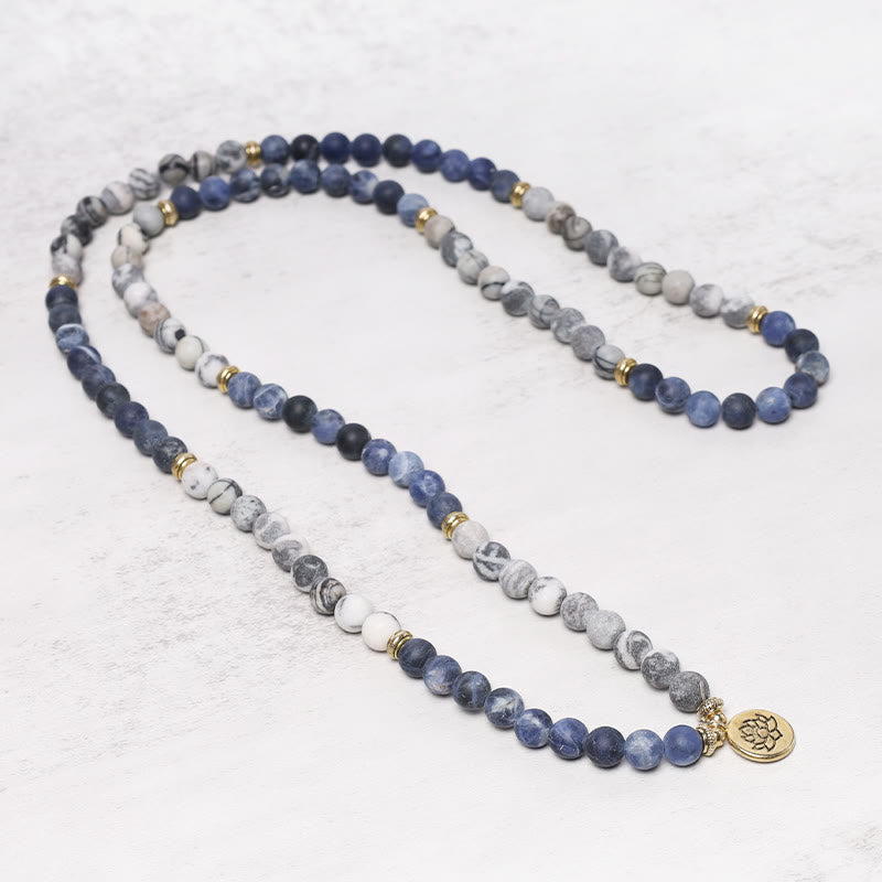 108 Perlen Picasso Jaspis Lotus Mala Armband für Energie