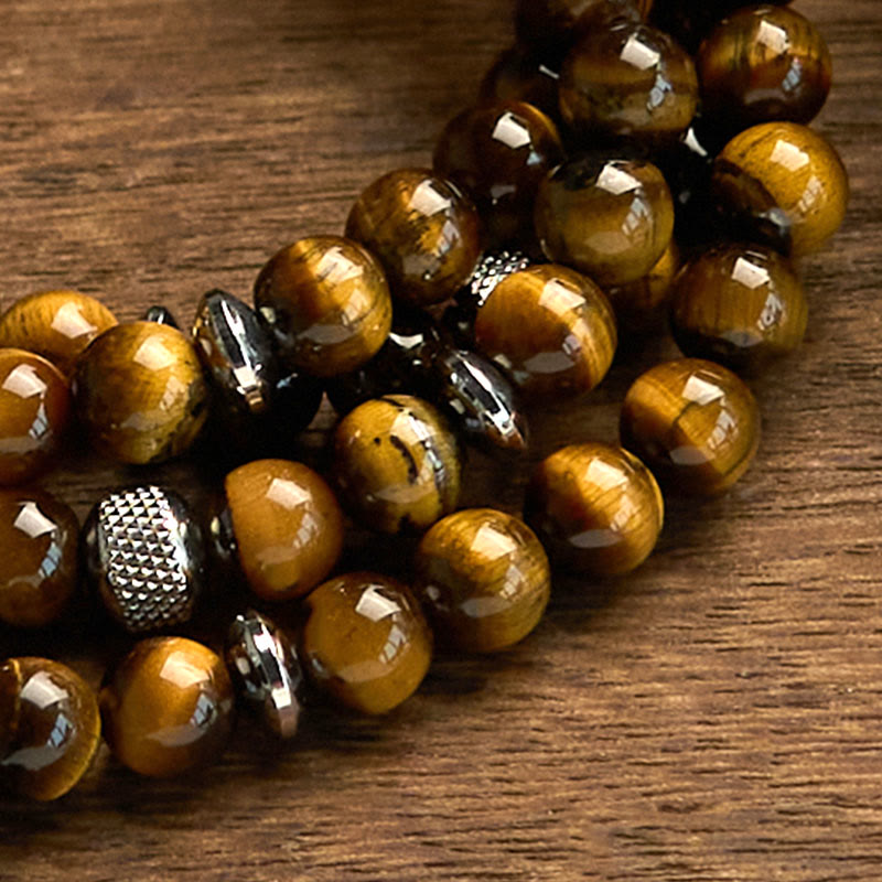 108 Perlen Tigerauge Schutz Mala Armband 8mm Unisex