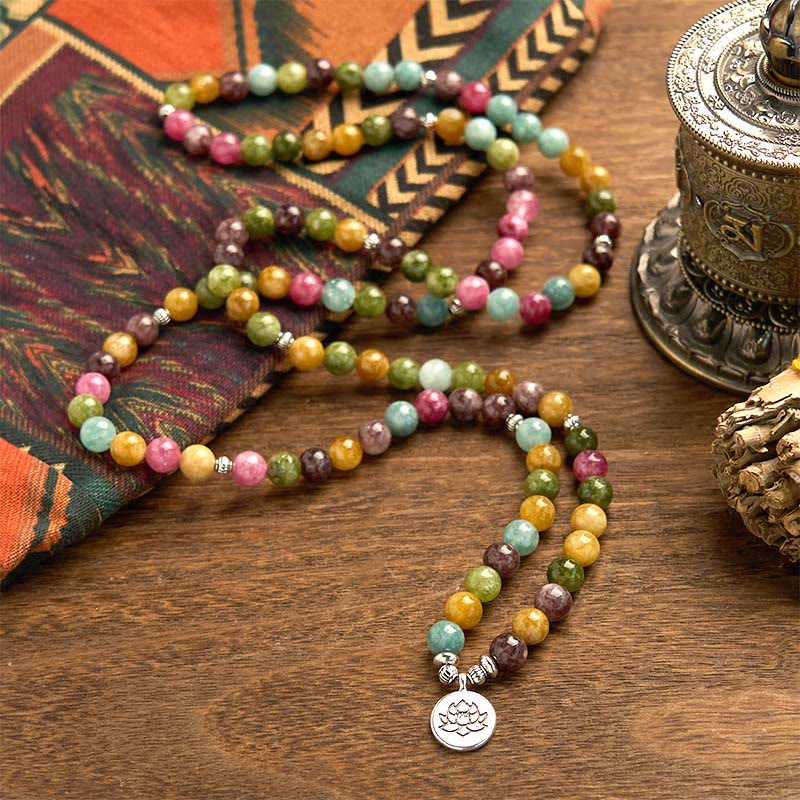 108 Perlen Turmalin Lotus Weisheit Mala Armband