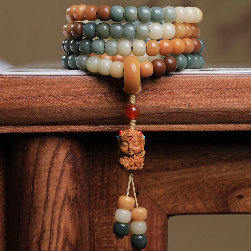 108-teiliges Bodhi-Samen-Mala-Armband mit grüner Tara für den Frieden