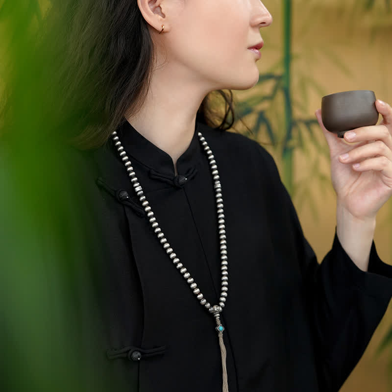 108 Mala Perlen Sterling Silber Rot Achat Türkis Vertrauen Armband