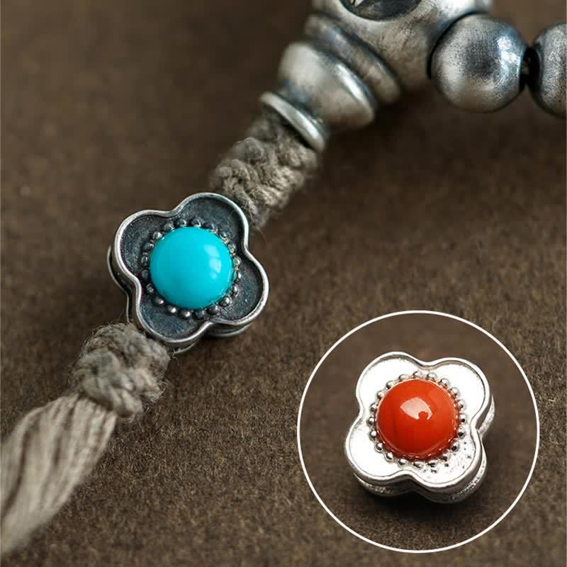 108 Mala Perlen Sterling Silber Rot Achat Türkis Vertrauen Armband