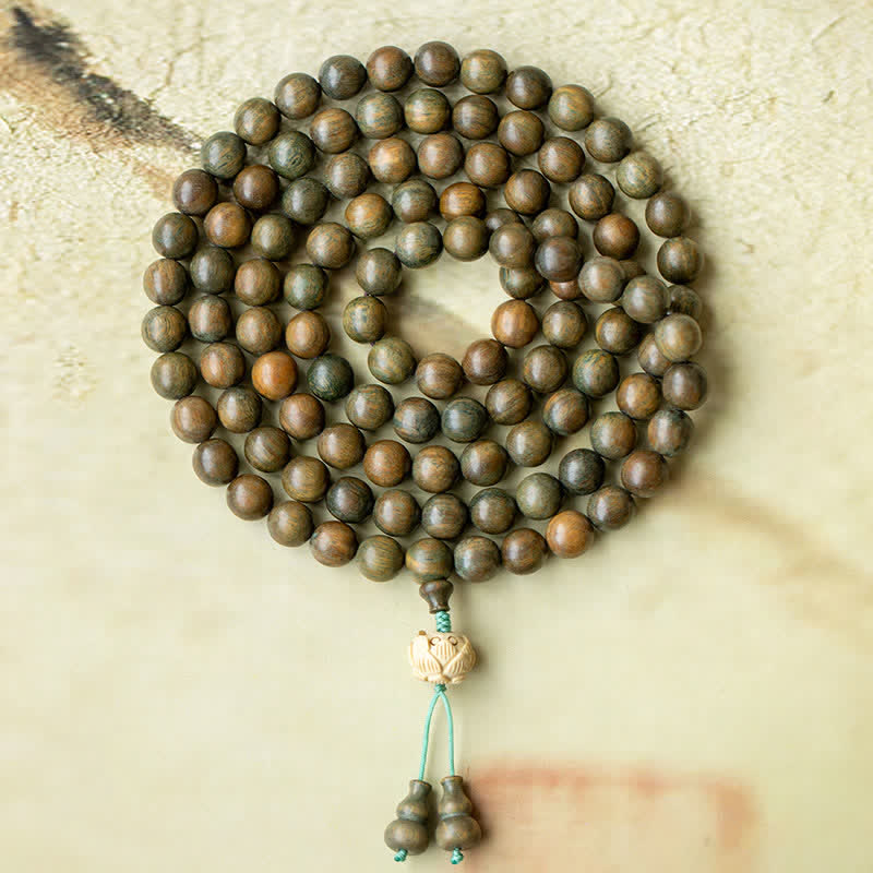 108 Holz Mala Perlen Armband Grüne Sandelholz Lotus Perlen